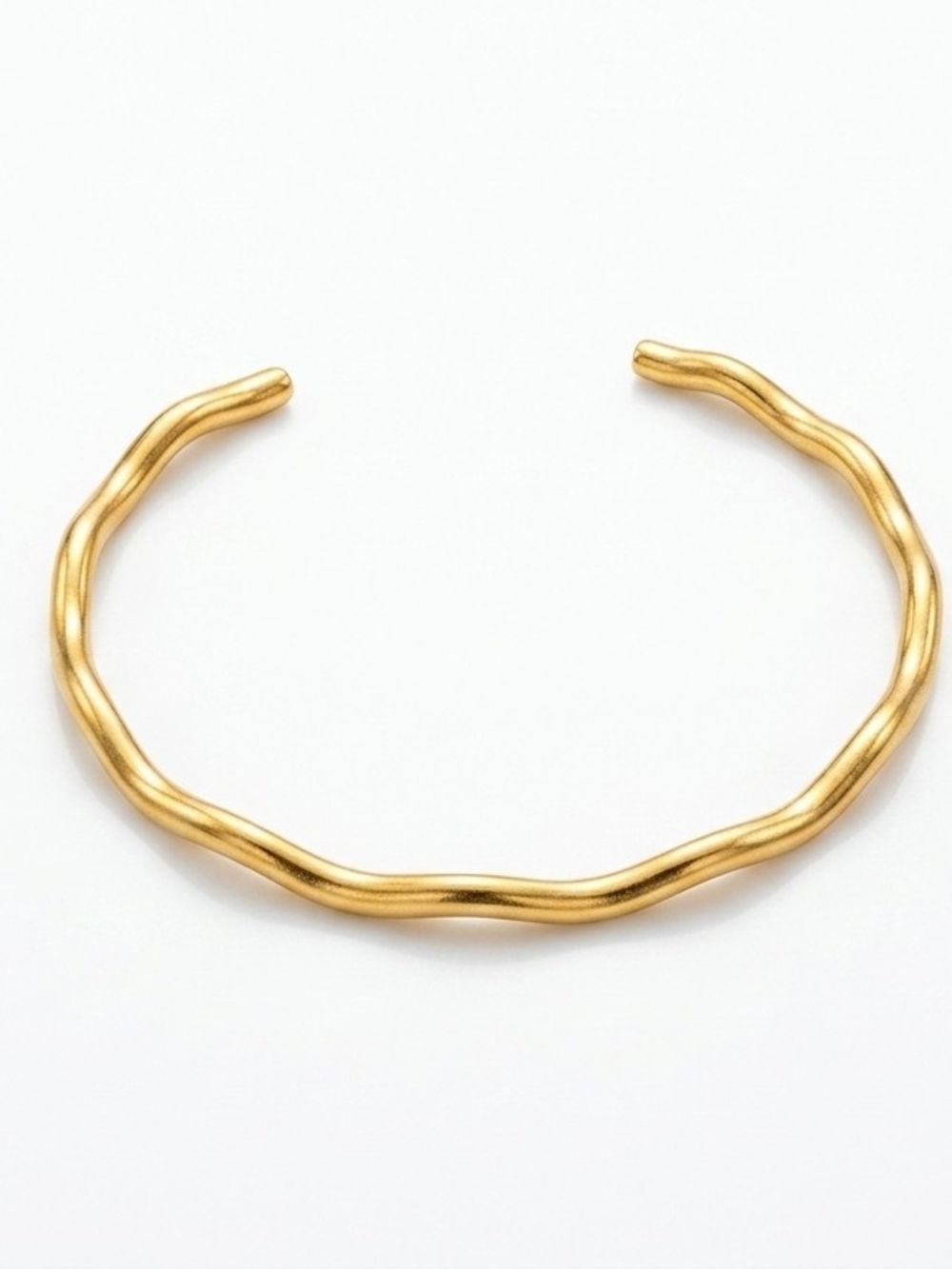Stainless Steel Gold Wavy Cuff Bracelet - Women's Jewelry